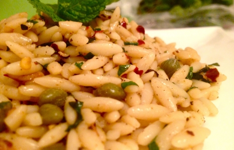 Garlic-Mint Orzo with Cumin & Capers 
