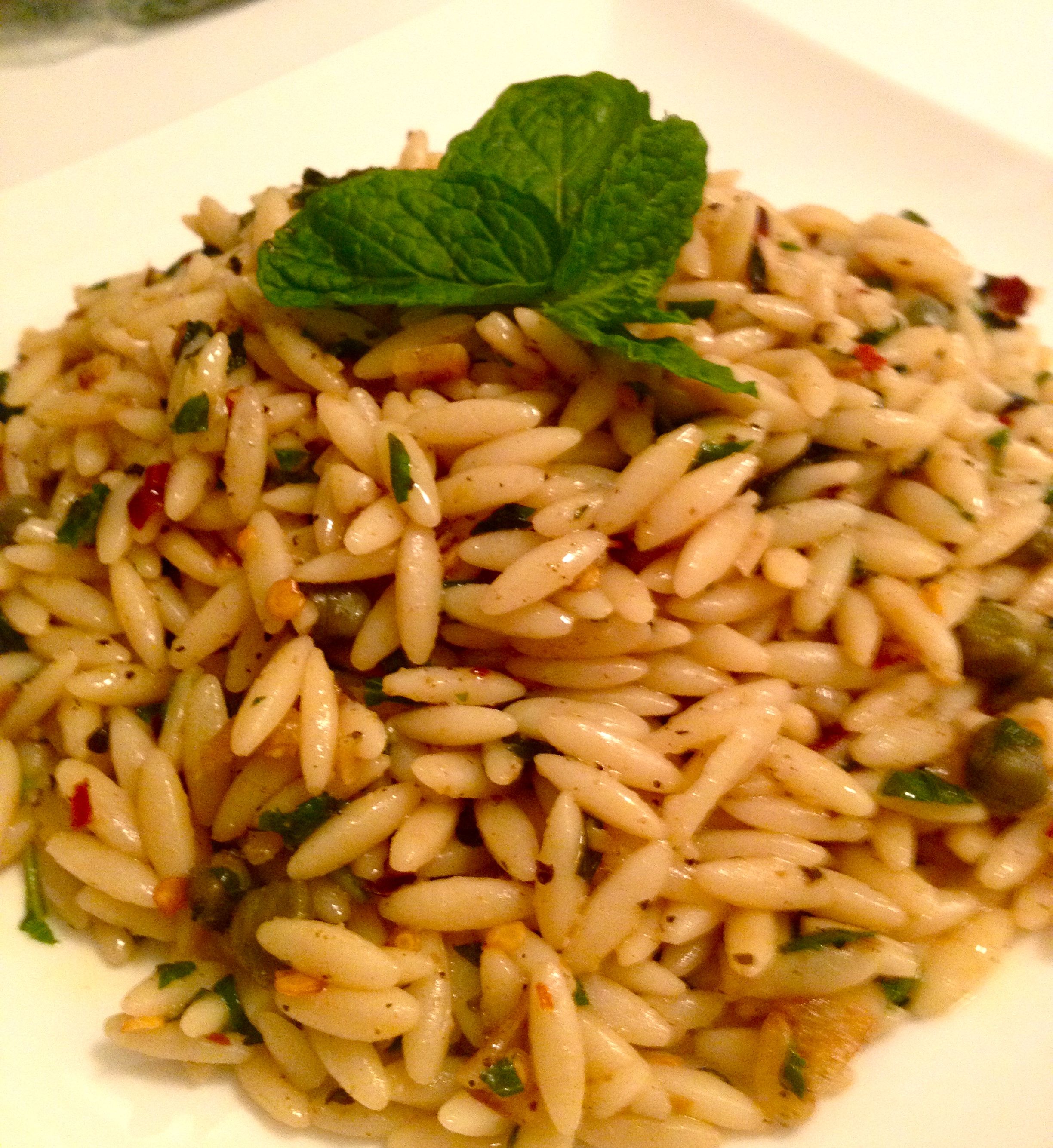 Garlic-Mint Orzo with Cumin &amp; Capers – Chef Priyanka: Vegan Celebrity ...