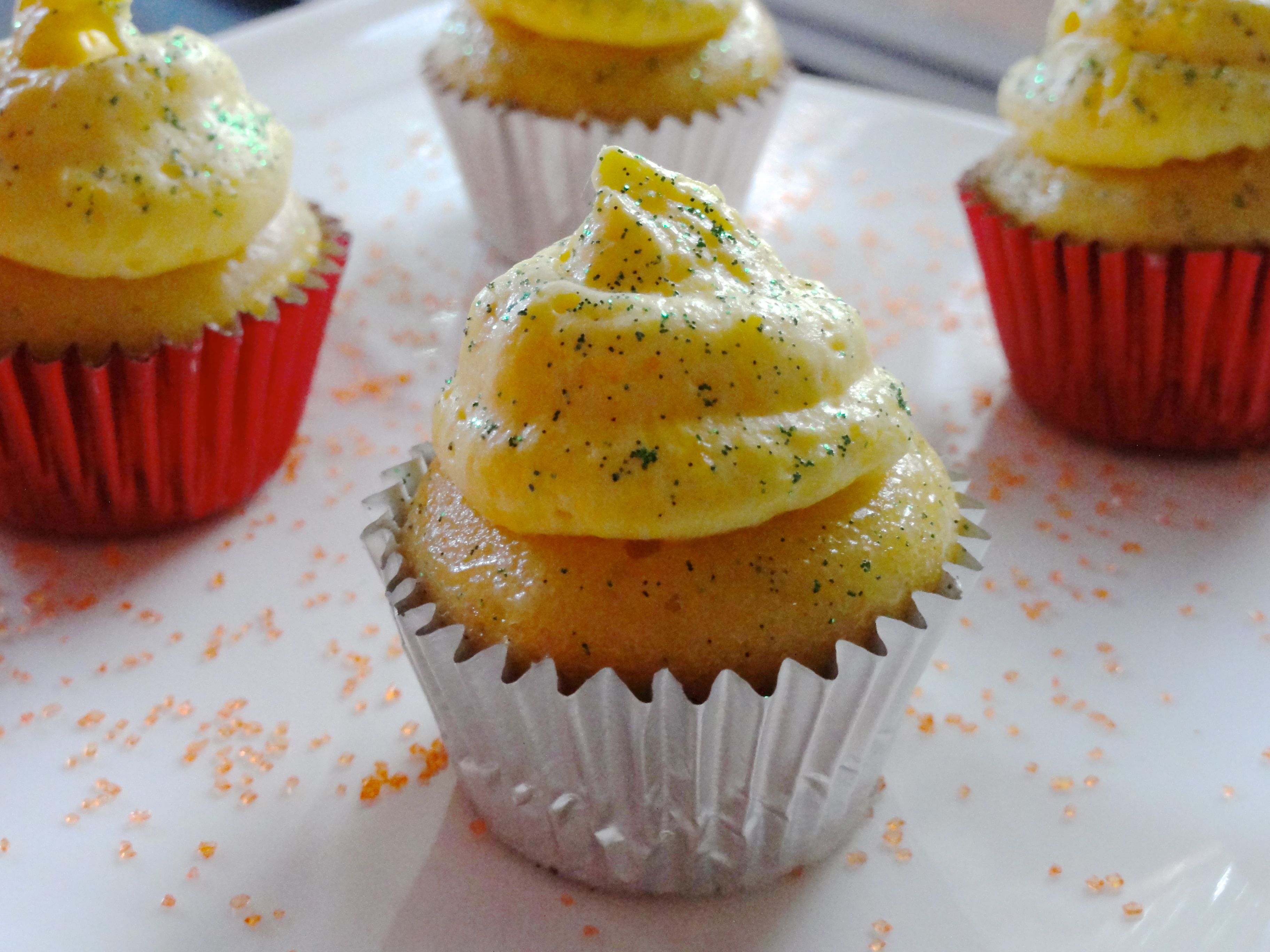 Mini Passion Fruit Rum Cupcakes with Pineapple Buttercream Frosting