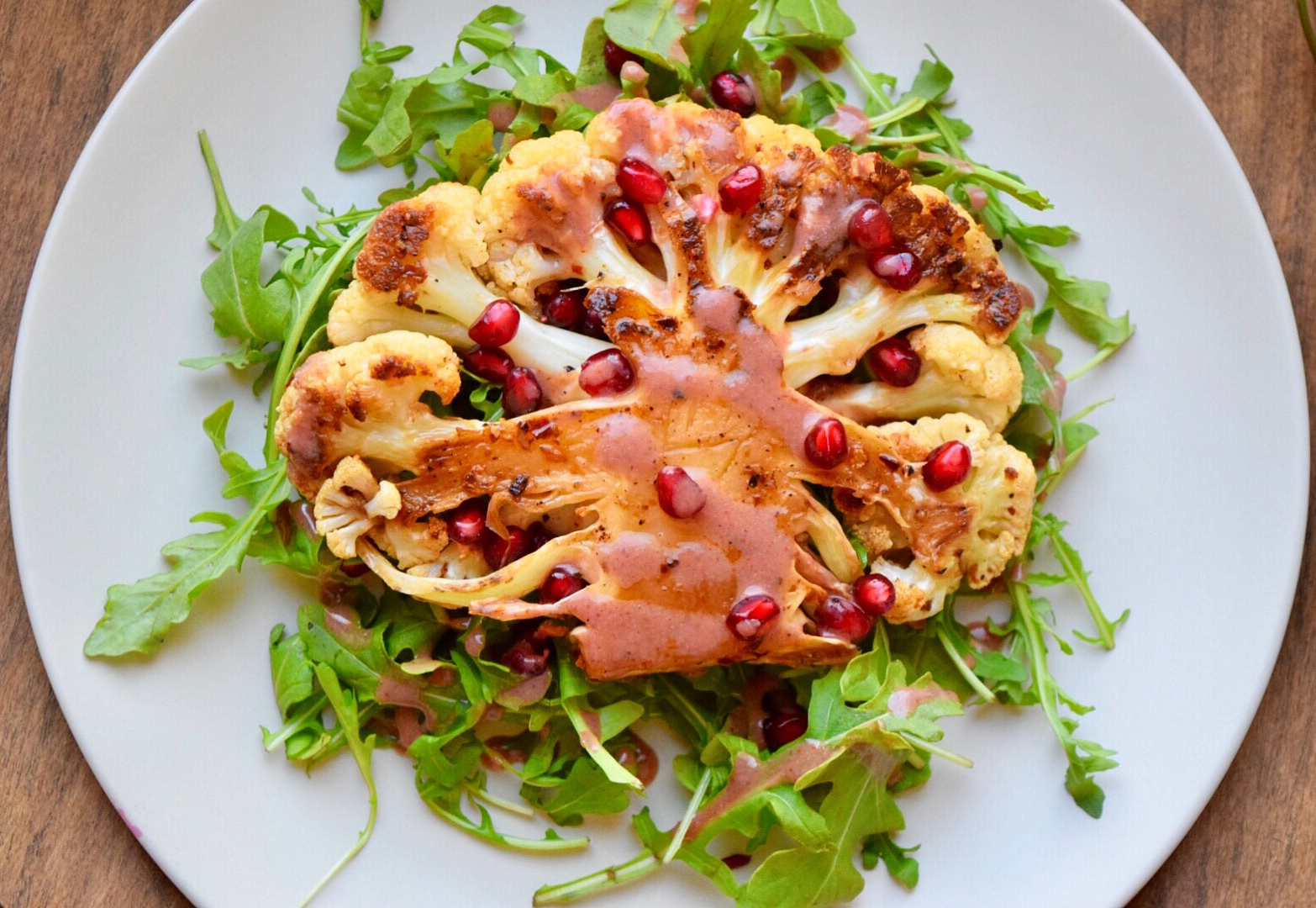 Cauliflower Steaks with Pomegranate Sauce