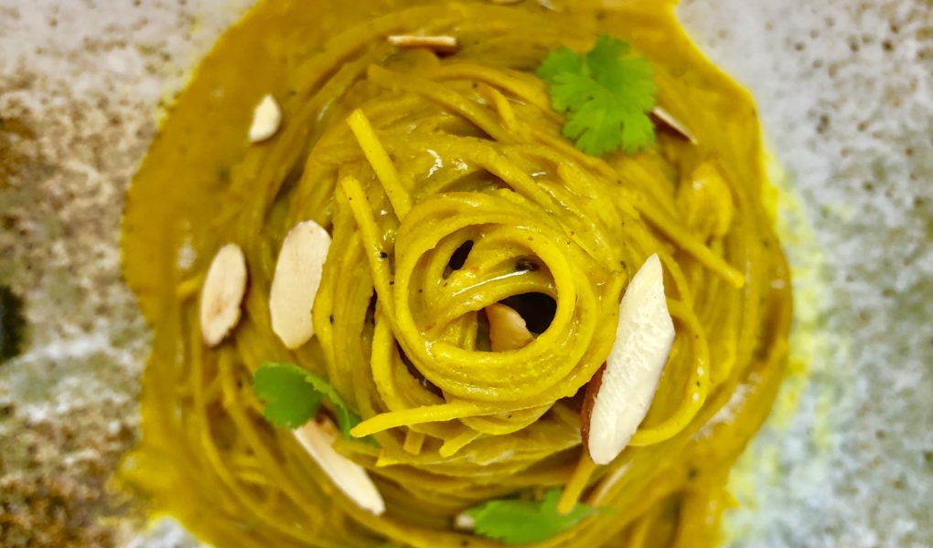 One Pan Creamy Turmeric Protein Pasta