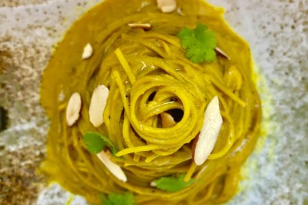 One Pan Creamy Turmeric Protein Pasta