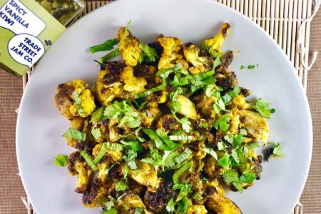 Roasted Cauliflower with Spicy Kiwi Glaze