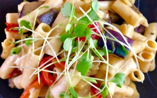 Rosemary Eggplant Chickpea Pasta