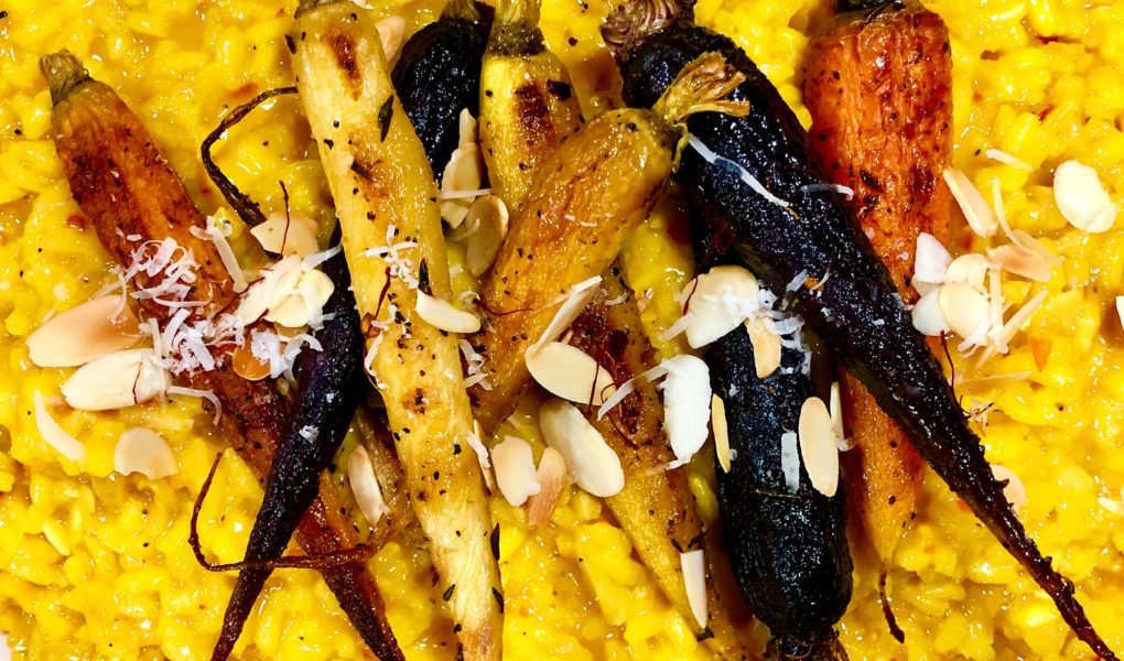 Saffron Risotto with Charred Rainbow Carrots