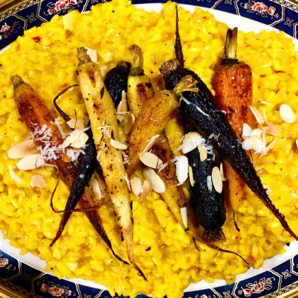 Saffron Risotto with Charred Rainbow Carrots