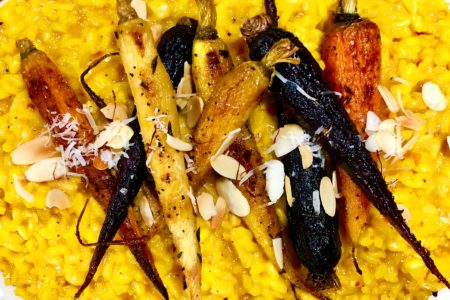 Saffron Risotto with Charred Rainbow Carrots