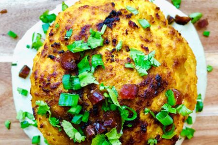 Whole Roasted Cauliflower with Turmeric, Fennel Seed, & Dates