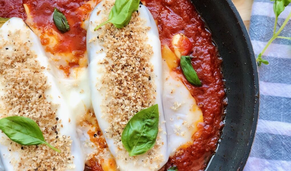 One Pan Skillet Eggplant Parmigiana (Vegan)