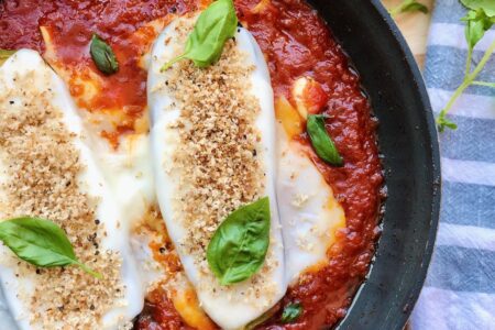 One Pan Skillet Eggplant Parmigiana (Vegan)