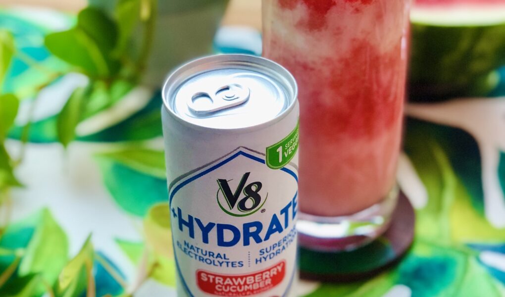 V8 +HYDRATE®-infused Watermelon “Miami Vice” cocktail