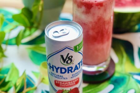 V8 +HYDRATE®-infused Watermelon “Miami Vice” cocktail