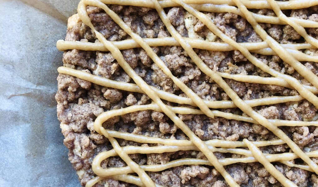 Coffee Cake with Homemade Gooey Caramel Drizzle (Vegan)