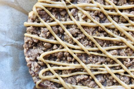 Coffee Cake with Homemade Gooey Caramel Drizzle (Vegan)