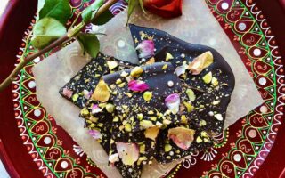 Dark Chocolate Rose Pistachio Bark