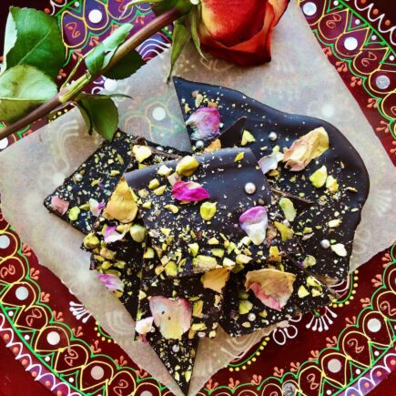 Dark Chocolate Rose Pistachio Bark