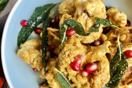 Sticky Maple Sage Cauliflower Pakoras