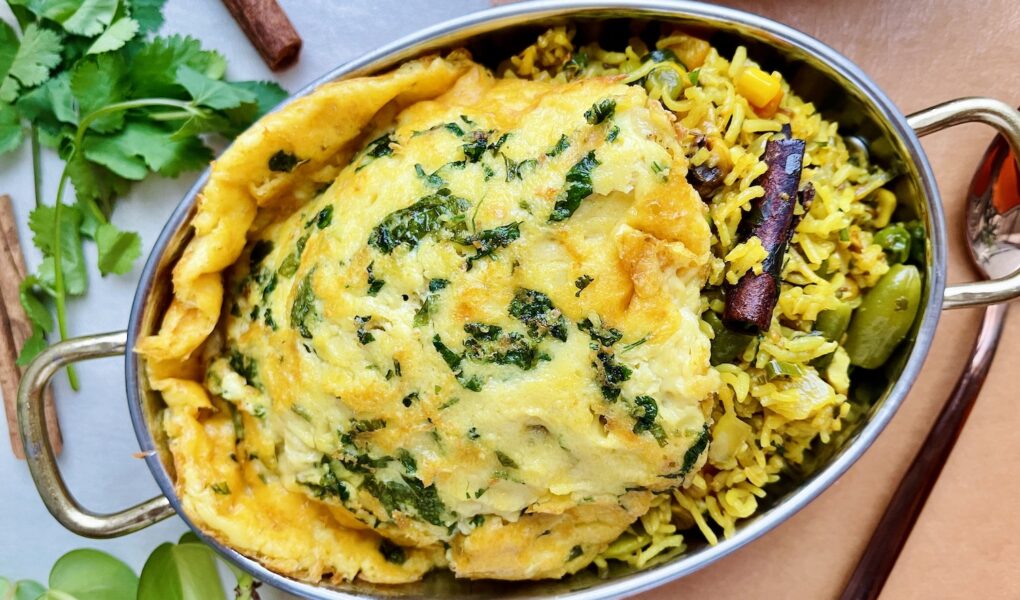 Vegan Spicy Omelet Biryani