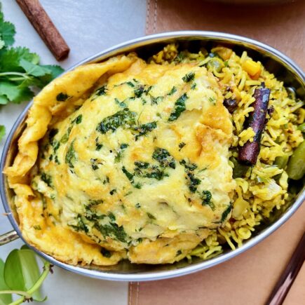 Vegan Spicy Omelet Biryani