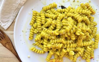 Creamy Golden Beet Fusilli with Pistachios, Vegan & Zero-Waste