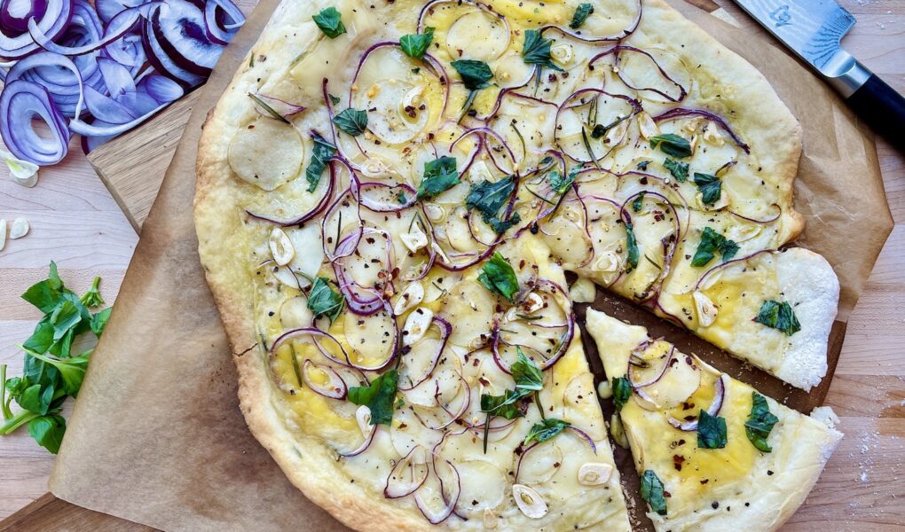 Rosemary Potato Béchamel Pizza, Vegan